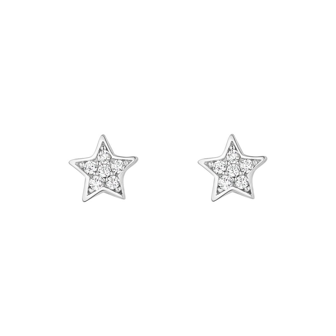 White Gold Cubic Zirconia Star Stud Earring