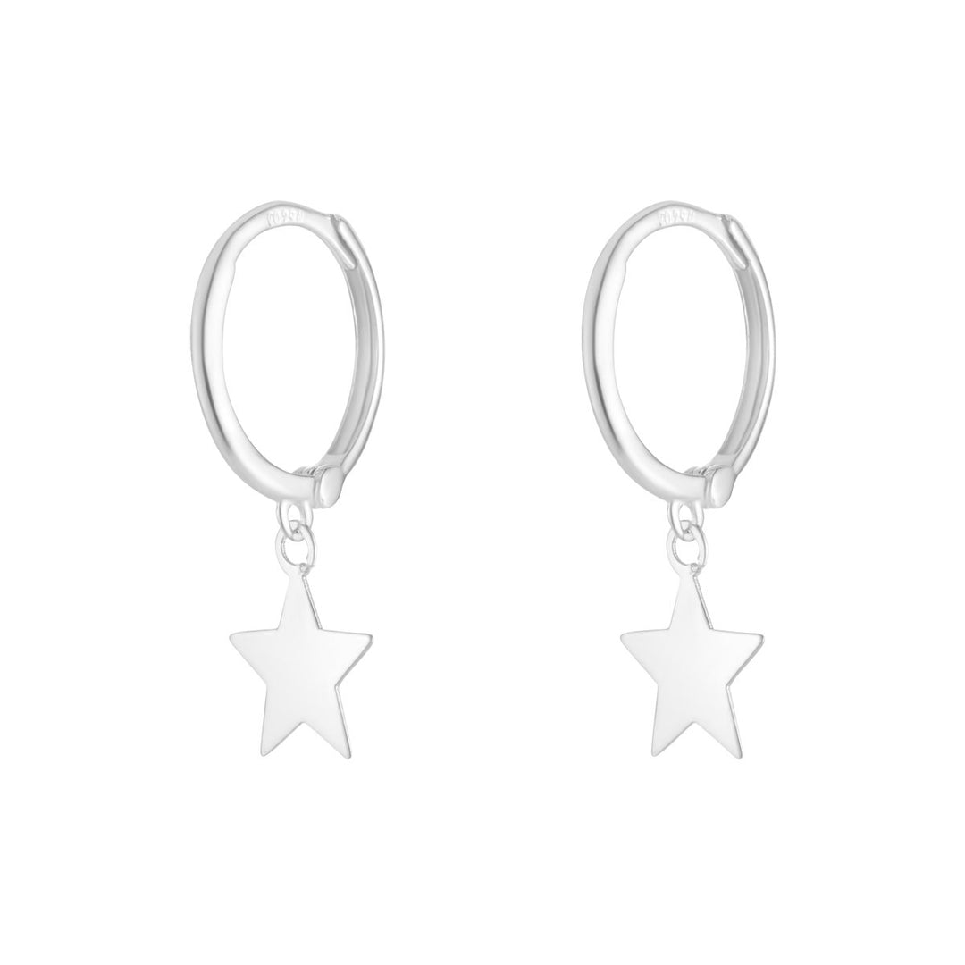 White Gold Hoop Earring with Star Drop