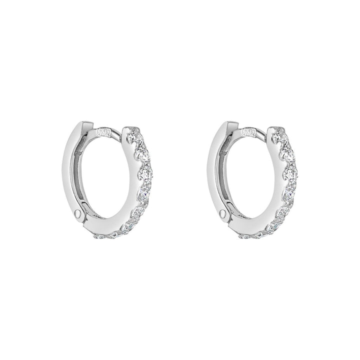 White Gold Cubic Claw Set 10mm Huggie Earring