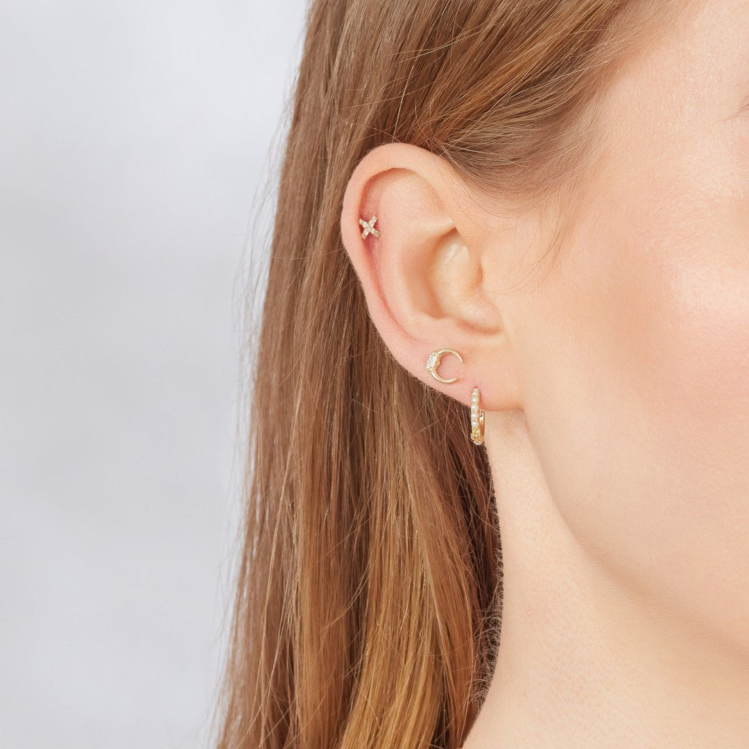 Gold Pearl Huggie Earring