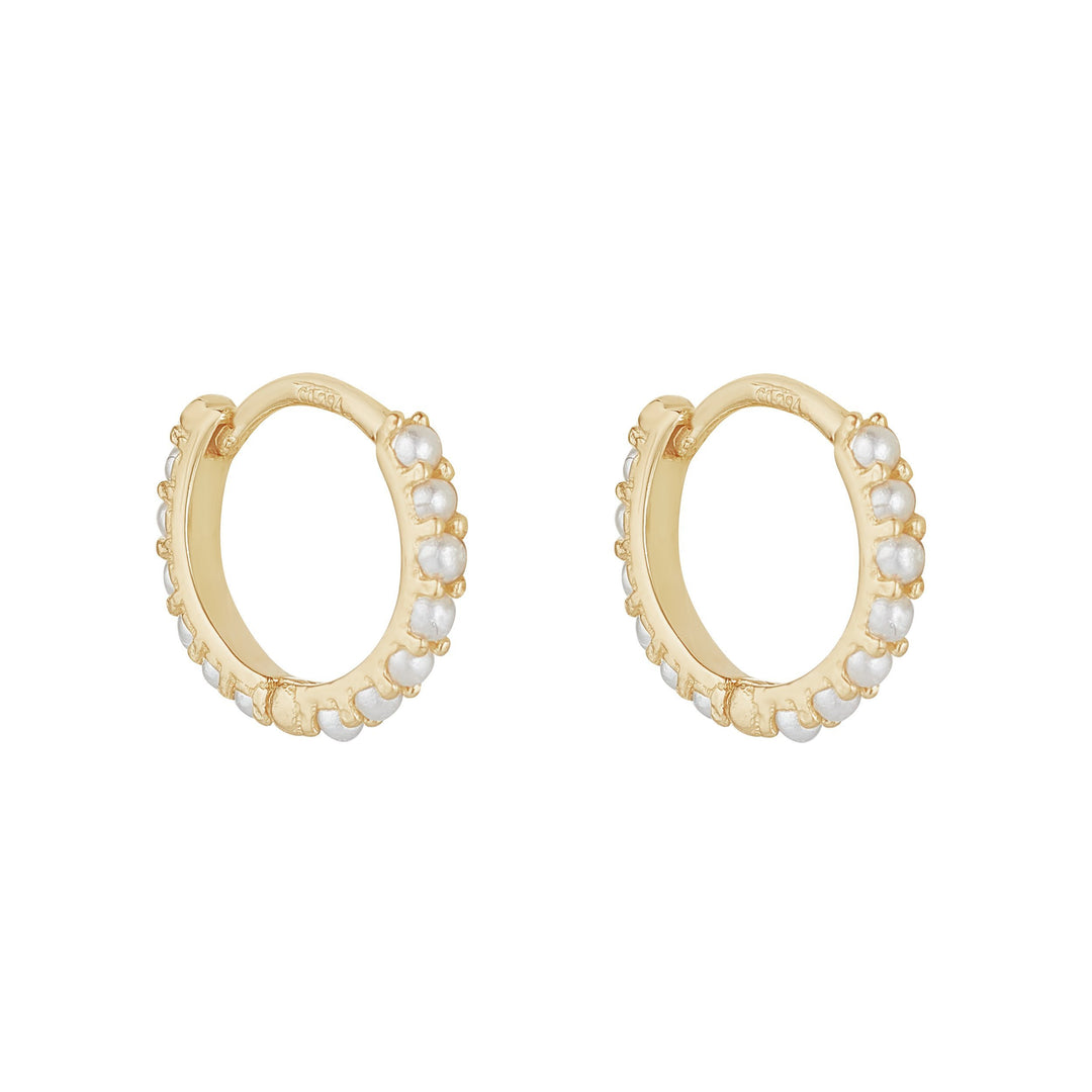 Gold Pearl Huggie Earring