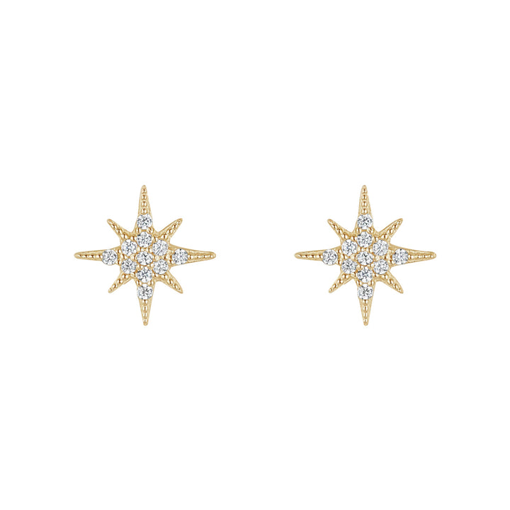 9ct Gold North Star Stud Earrings