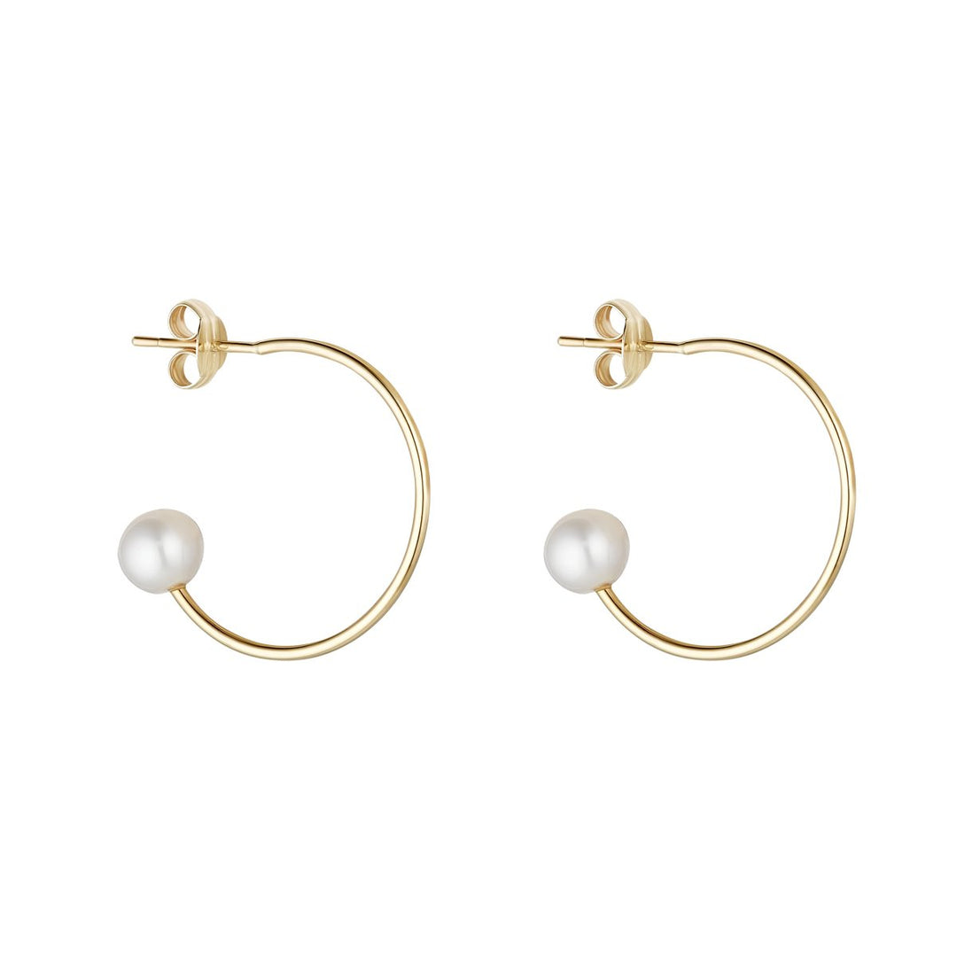 Gold Hoop With Pearl Tip