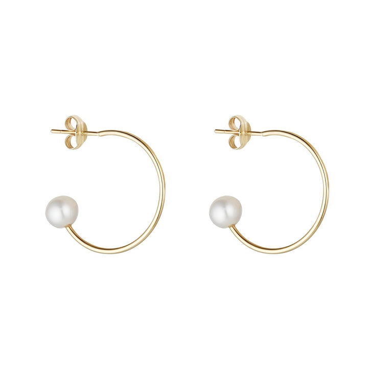 Gold Hoop With Pearl Tip