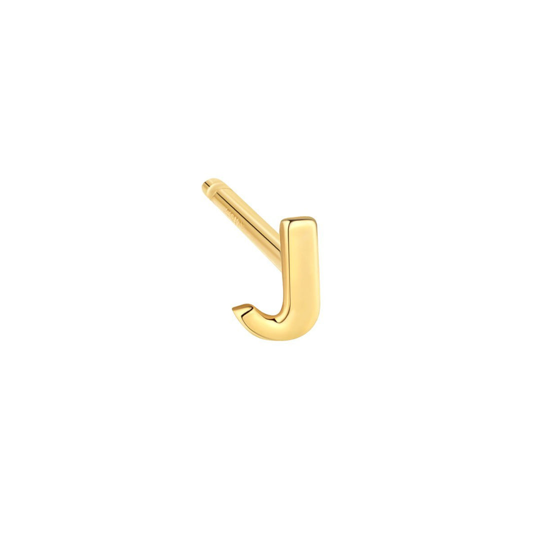 Gold Initial Single Stud Earring