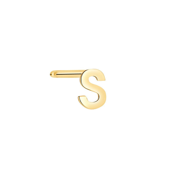 Gold Initial Single Stud Earring