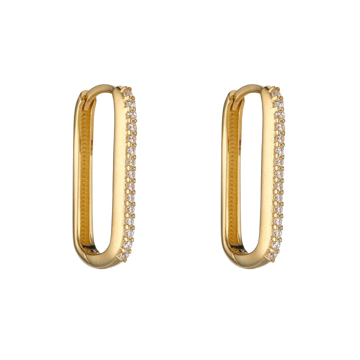 Gold Cubic Zirconia Claw Set Oval Huggie