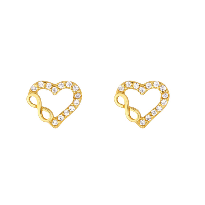 Gold Cubic Zirconia Infinity Heart Studs