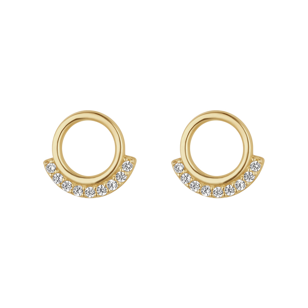 Gold Cubic Zirconia Fringed Open Circle Stud