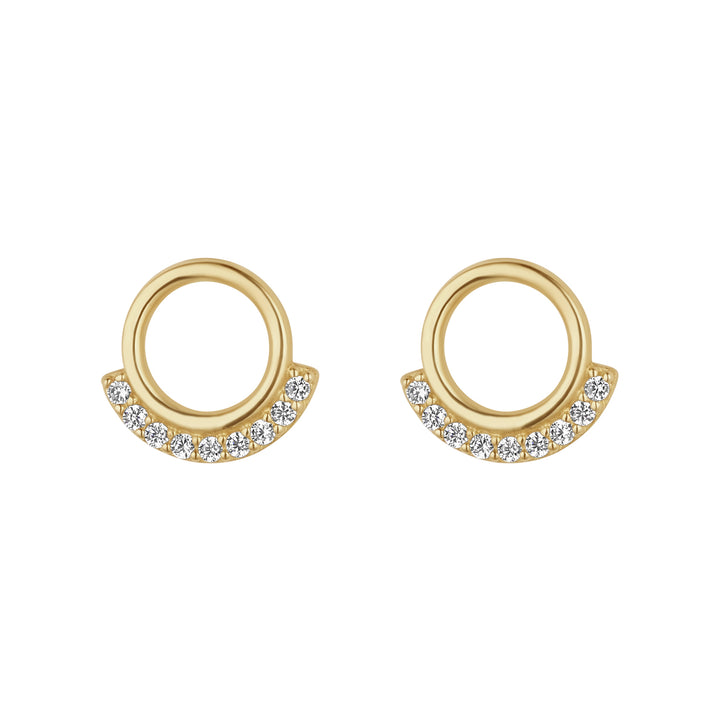 Gold Cubic Zirconia Fringed Open Circle Stud