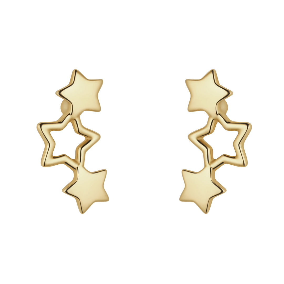 Gold Triple Star Climber Earrings