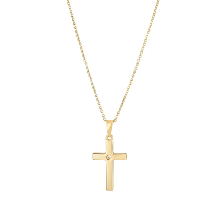 Gold Cross with CZ centre Pendant