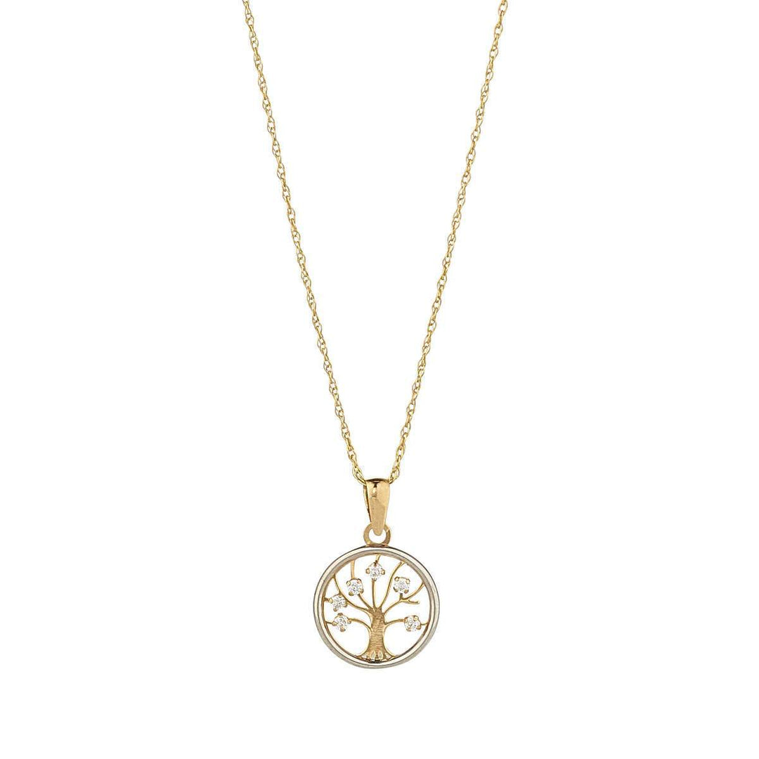 9ct gold tree of life necklace on white background