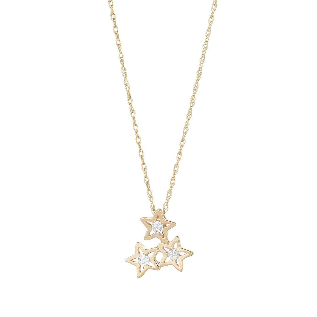 Gold Cubic Zirconia Set Star Cluster Necklace