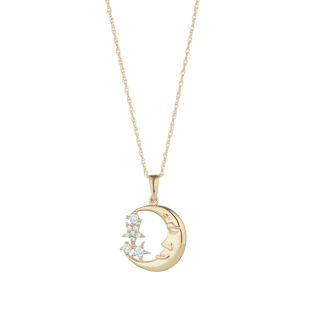 Gold Moon Man in the moon Star Pendant