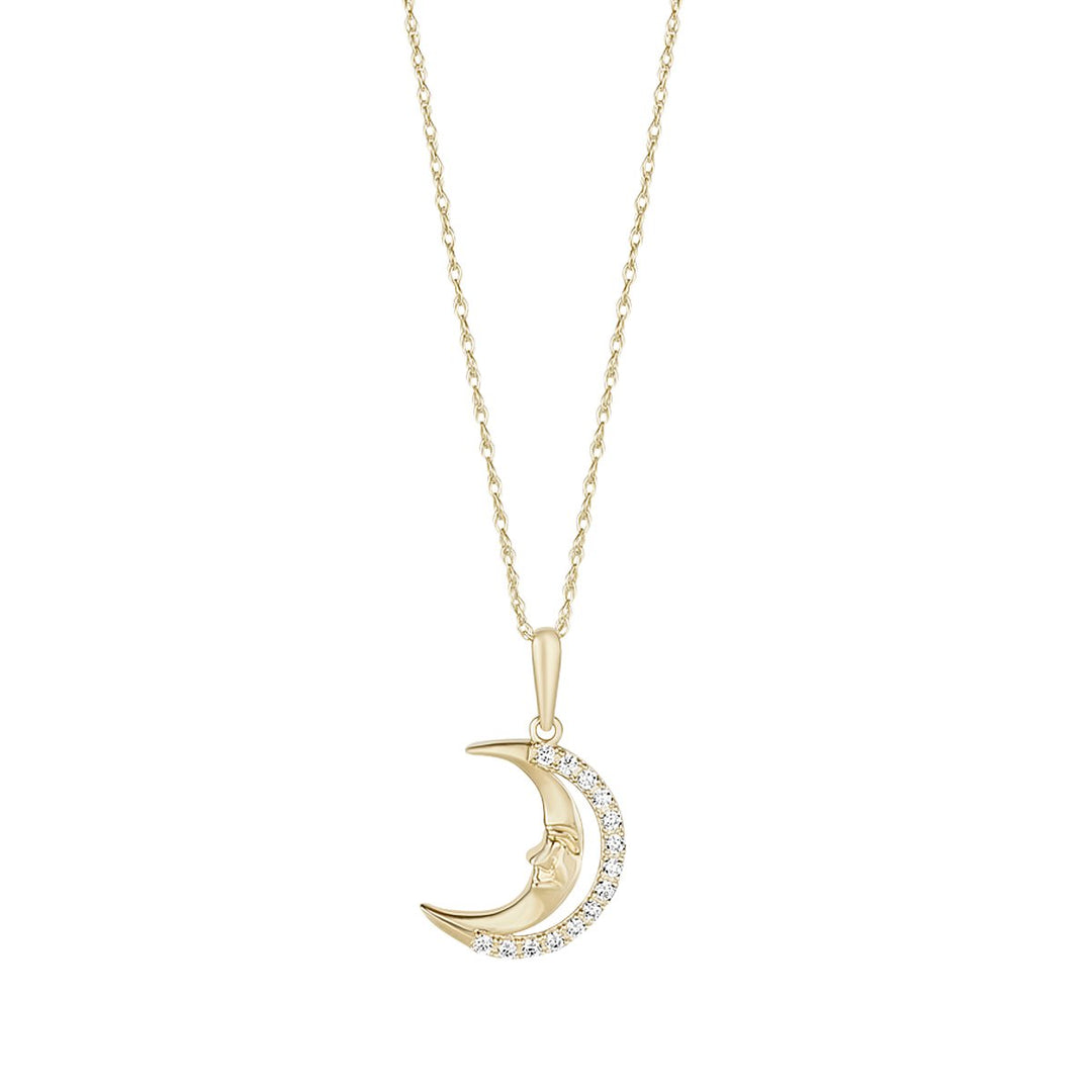 9ct gold crescent moon with cubic zirconia