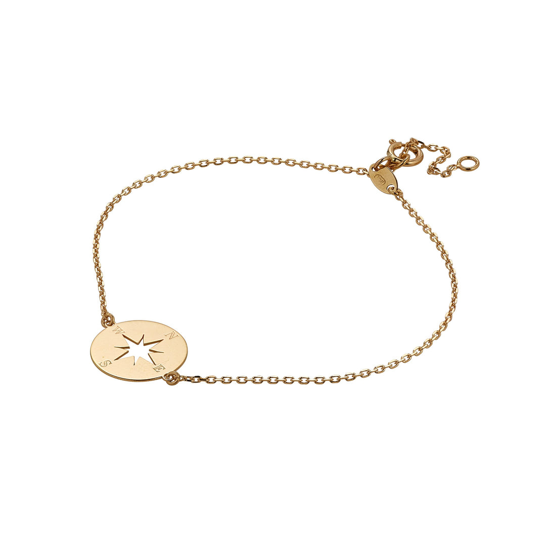 9ct yellow gold compass design chain bracelet 
