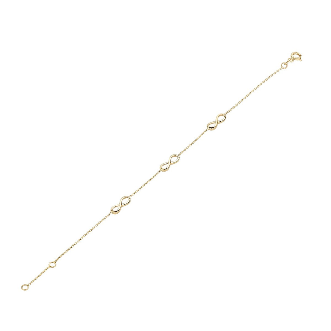 3 infinity 9ct gold bracelet product image 