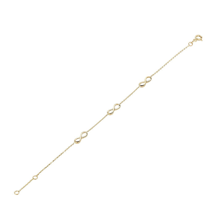 3 infinity 9ct gold bracelet product image 