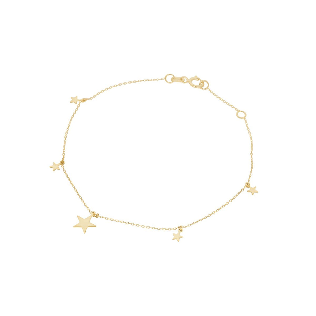 gold bracelet with star shaped charms