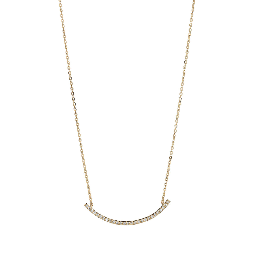 9ct gold cubic zirconia arc bar necklace