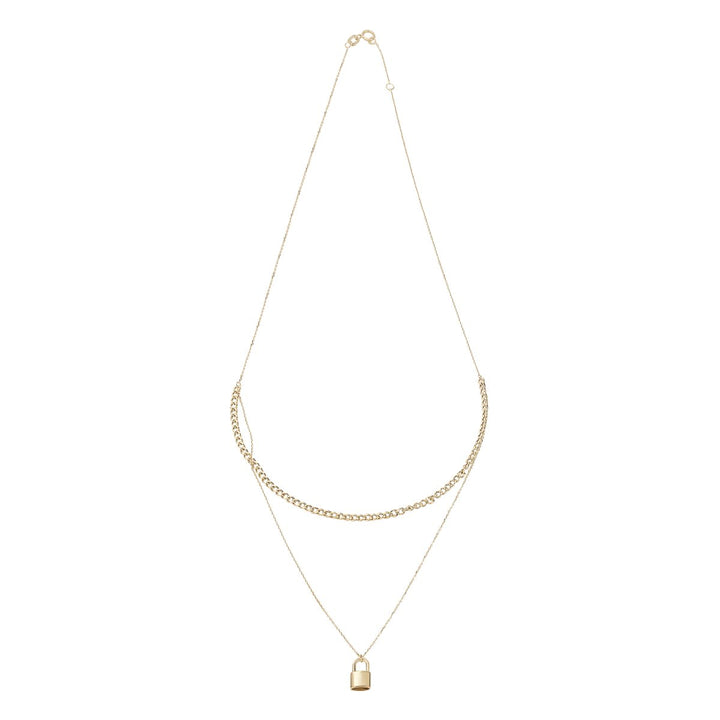 Gold Double Chain & Lock Necklet