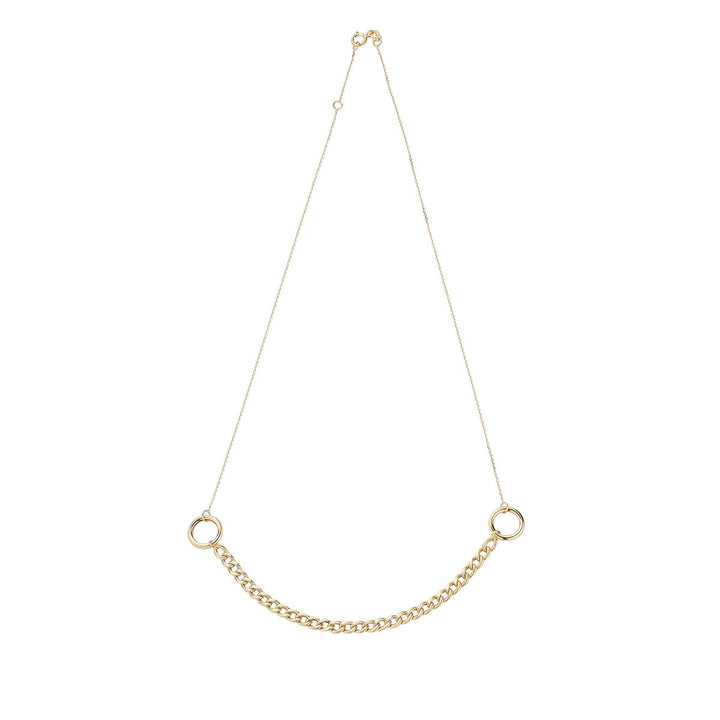 9ct gold circle and curb chain necklace