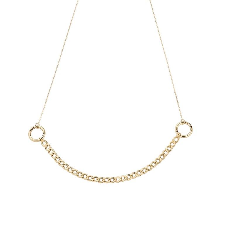 9ct gold circle and curb chain necklace