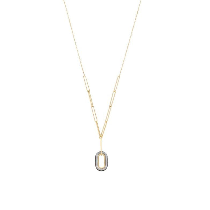 9ct gold chain link necklet with grey resin