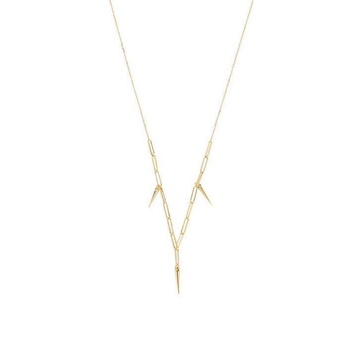 Gold Linked Chain Necklet With Spike Drops