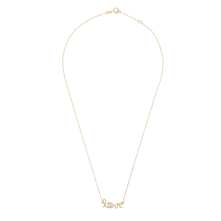 9ct yellow gold and cubic zirconia love necklace