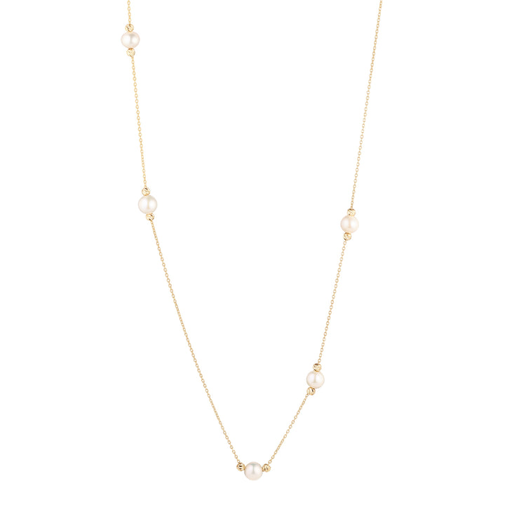 Gold 5 Fresh Water Pearl Necklet