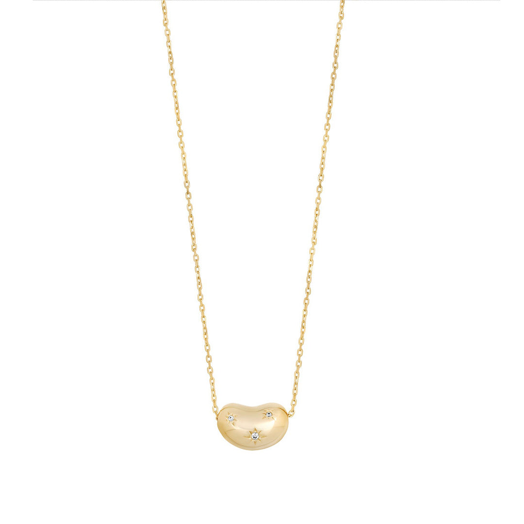 Stock image of gold plated bean necklace with cz stars from NJO Designs