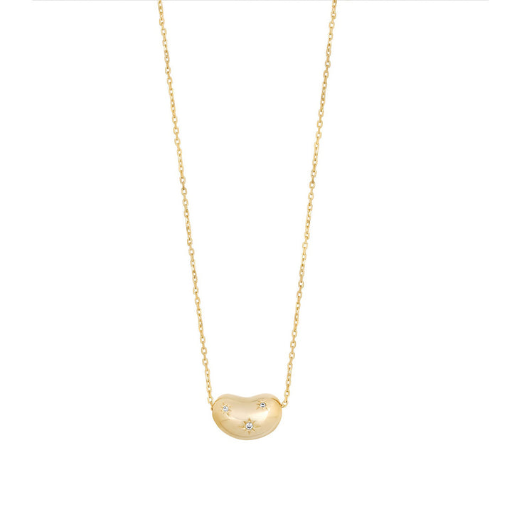Stock image of gold plated bean necklace with cz stars from NJO Designs