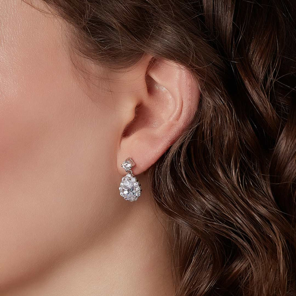 chunky z drop earrings on model