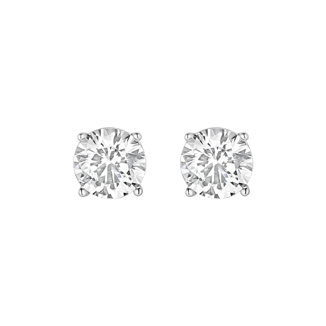 solitaire stud earrings on white background