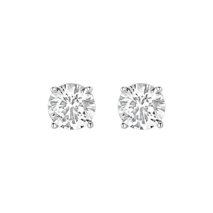 solitaire stud earrings on white background