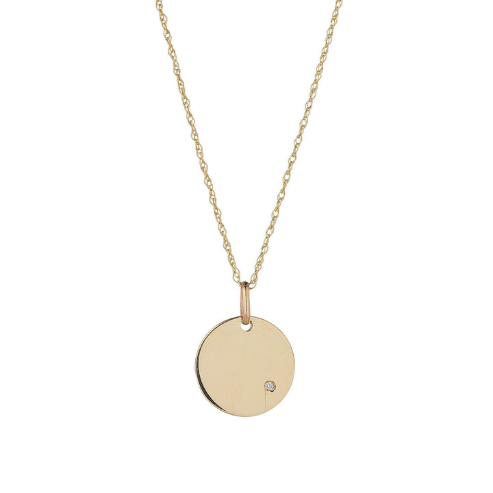 9ct gold diamond engravable disc pendant - 12mm on white background