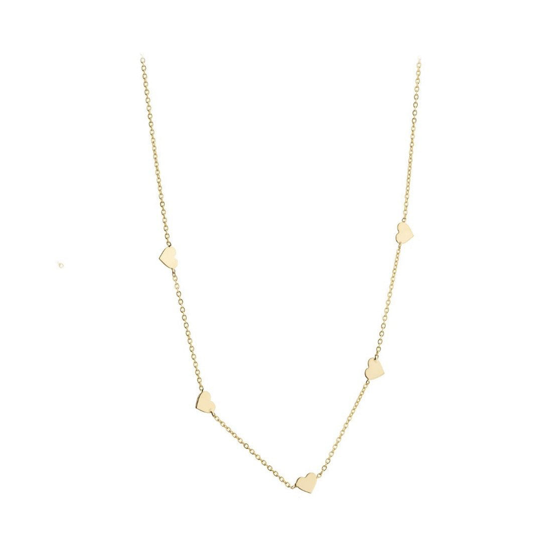 9ct gold 5 heart necklace