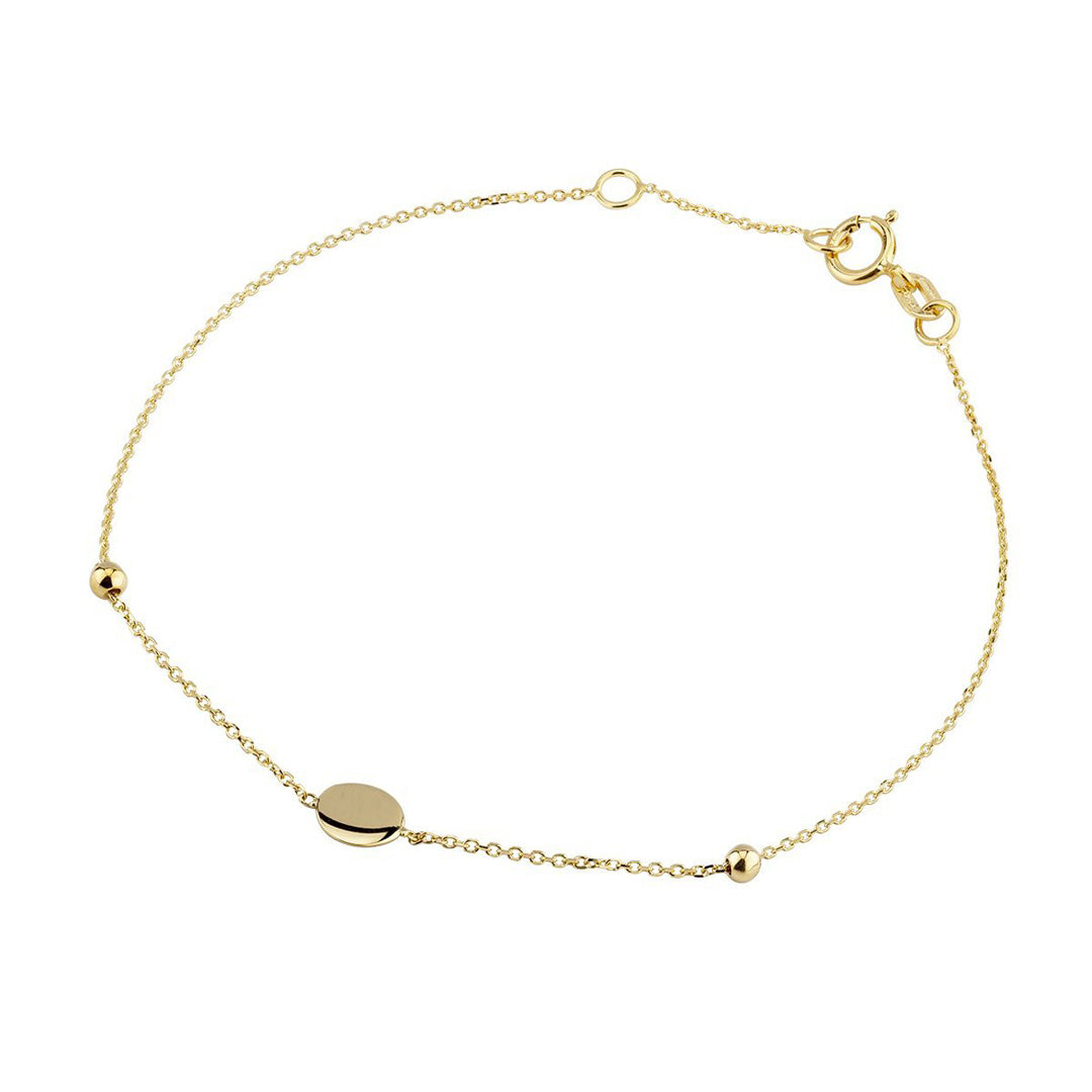 9ct gold small circle & ball bracelet on white background