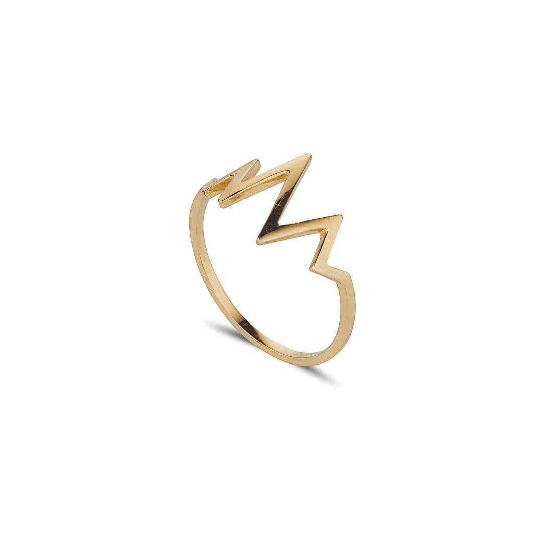 yellow gold heartbeat ring 