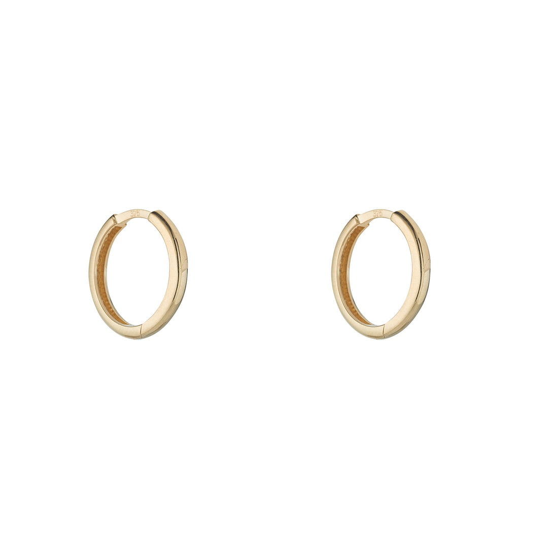 9ct gold huggie earrings on white background