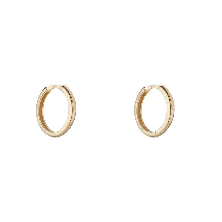 9ct gold huggie earrings on white background