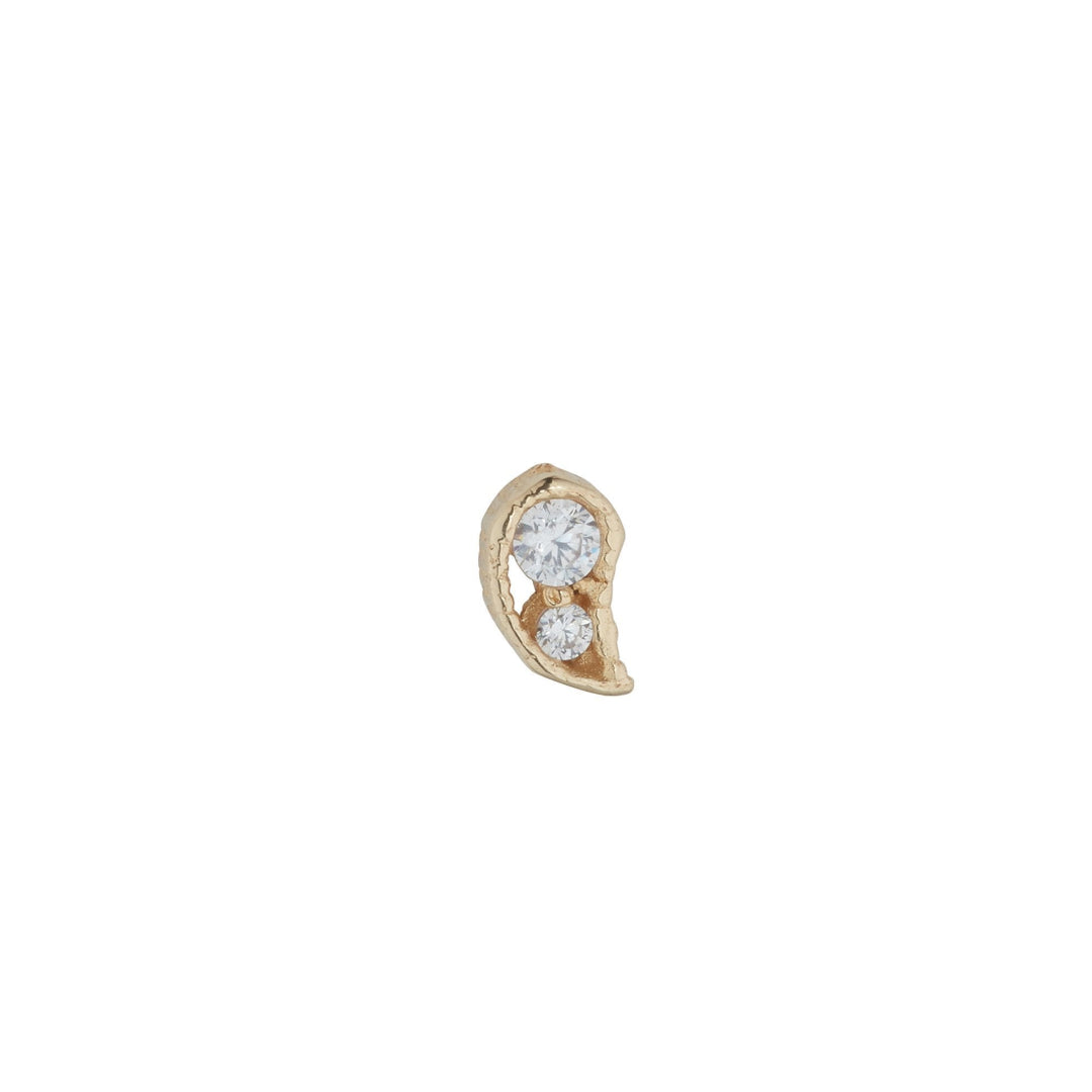 9ct gold cz paisley piercing earring on white background