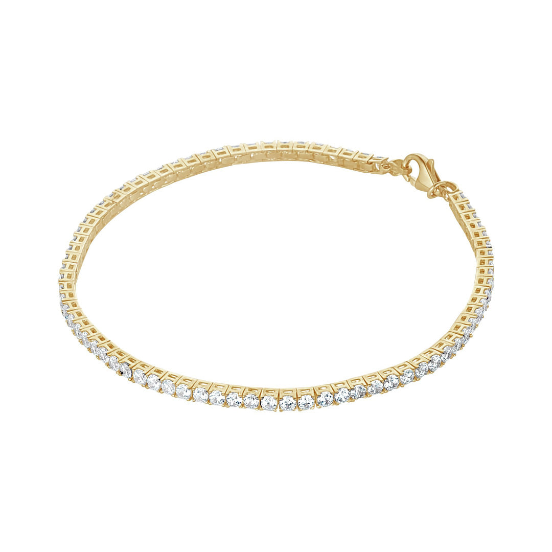 9ct gold cubic zirconia tennis bracelet on white background