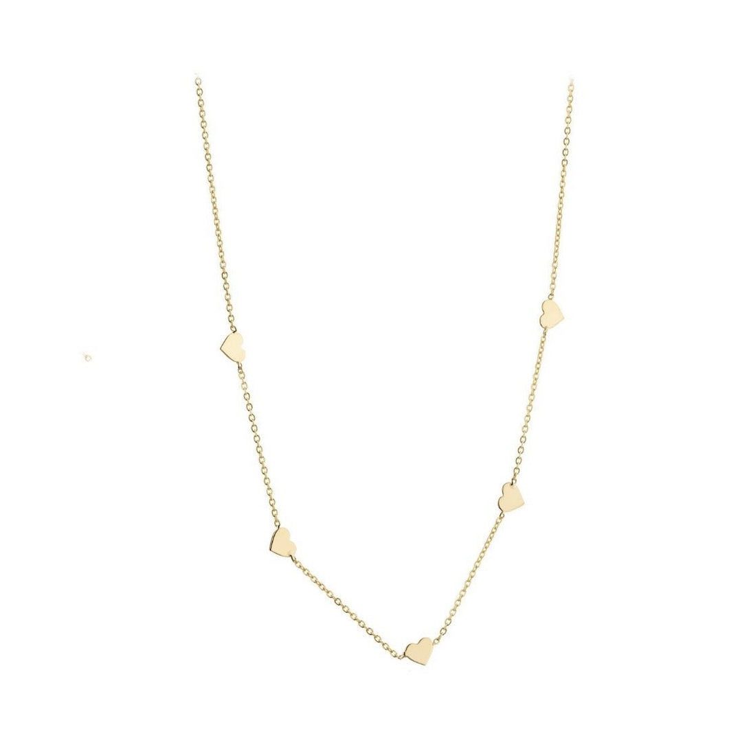 9ct gold 5 heart necklace