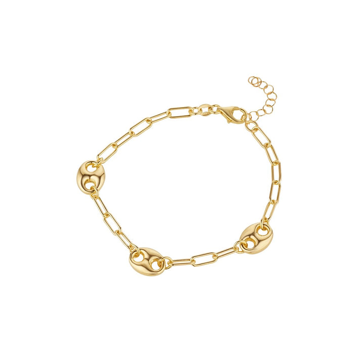 Gold Plated Oval Link Chain Bracelet on white background