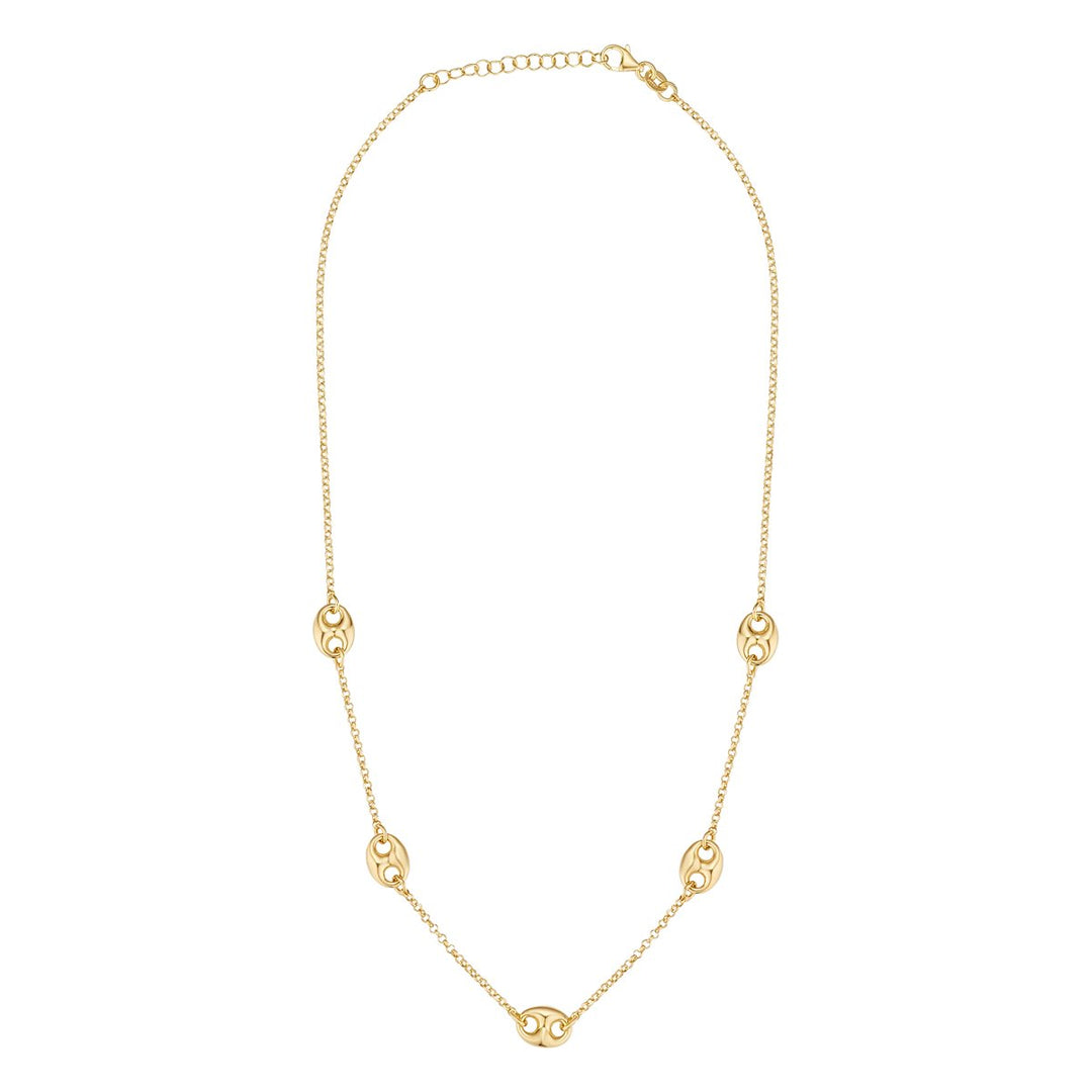 Gold Plated Oval Link Chain Necklet on white background 2