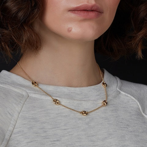 model wearing Gold Plated Oval Link Chain Necklet