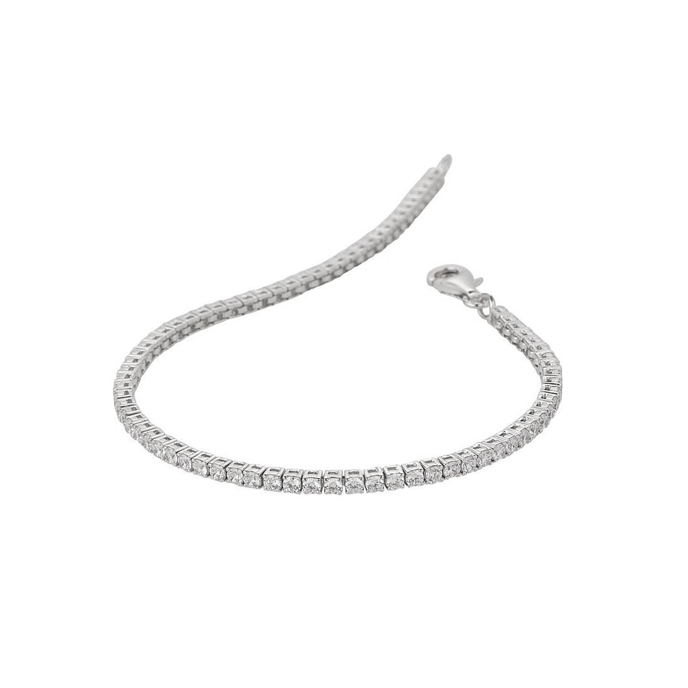 sterling silver 2mm Swarowski Cz crystal tennis bracelet with the open lobster catch